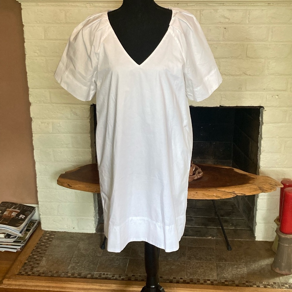 Madewell V-Neck Mini Shirtdress White size Medium NWT